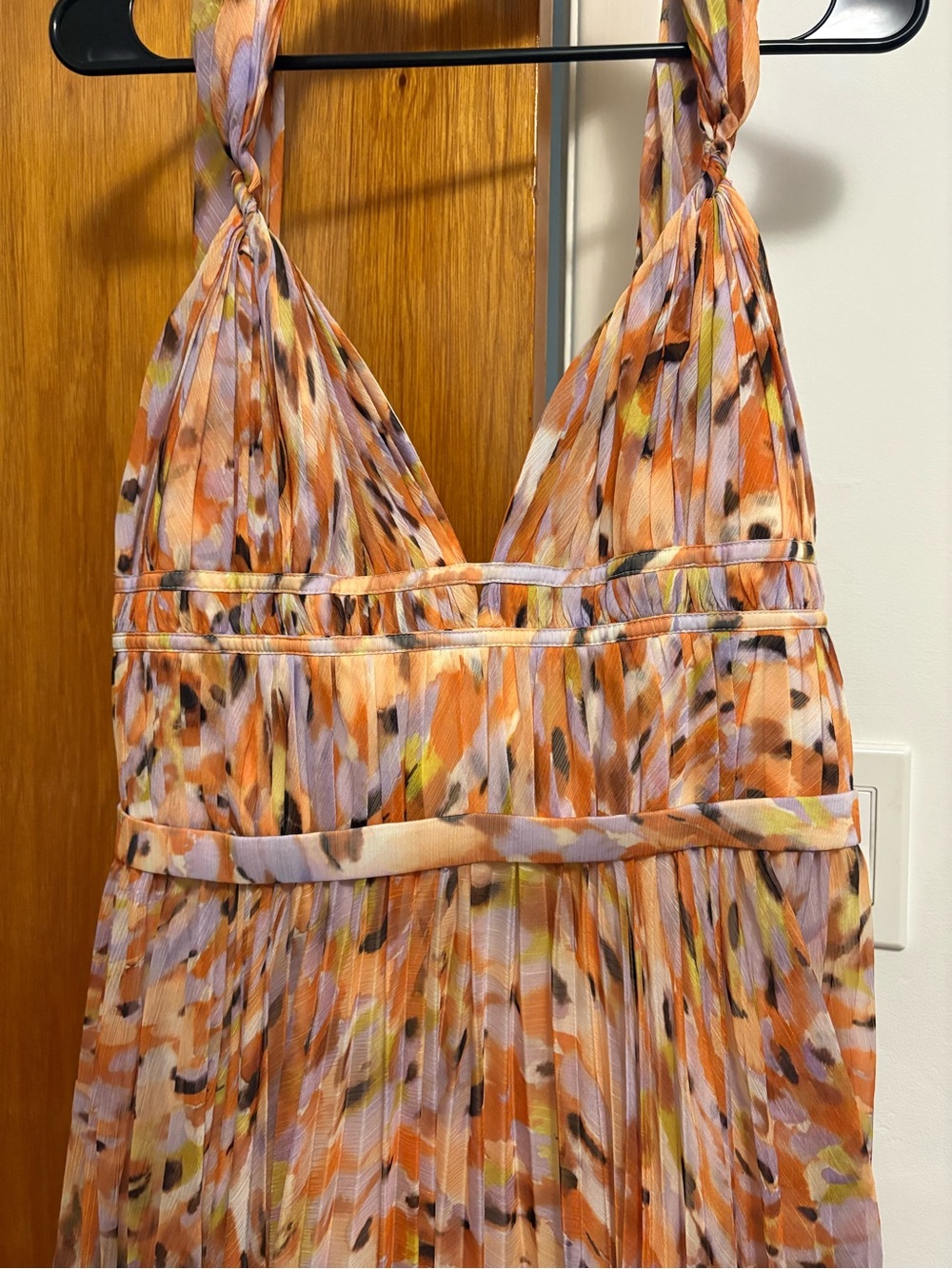AMUR Neve Pleated Chiffon Dress in Pebble Beach - Picture 10 of 16